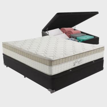 Imagem de Cama Box Baú com Colchão de Molas Ensacadas Pillow In Anjos King Best Casal 138cm Preto