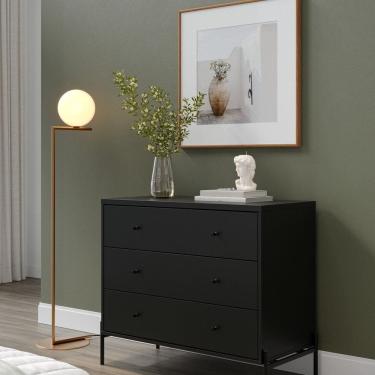 Imagem de Cômoda 3 Gavetas 90cm X 79cm Jasper Preto Fosco