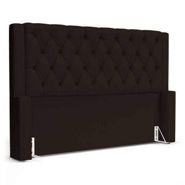 Imagem de Cabeceira Atena Para Cama Box King Size 195cm Capitonê com Frame Sintético Marrom - Abmaza