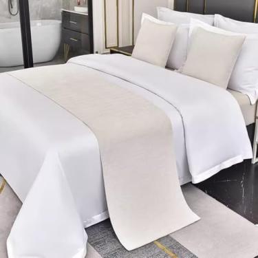 Imagem de Cachecol de cama luxuoso espesso para cama de hotel de cor sólida decoração simples estilo europeu protetor de cama macio sem desbotamento toalha de cama para quarto de casamento -