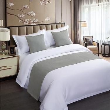 Imagem de Cachecol de corredor de cama de hotel, decorações de cama modernas, mantas de cama de luxo para os pés da cama, sem desbotamento, cachecóis proteção para cama de solteiro queen king size - cinza