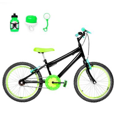 Imagem de Bicicleta Infantil Aro 20 Aero + Kit Passeio Preta E Verde