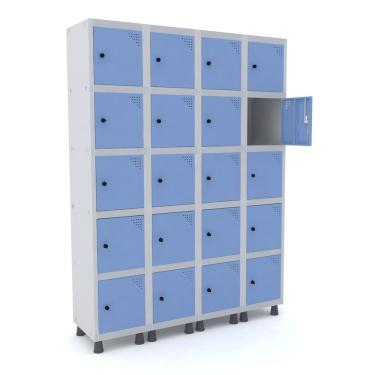 Imagem de Armário Locker Roupeiro 20 Portas Aço Grp 504/20 Pandin Móveis Cinza /azul Dali