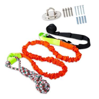 Imagem de Baoblaze Brinquedo de corda elástica para cães ao ar livre, brinquedo de corda com mola e para mastigar, de interativo para cães, de para pitbull, brincadeira, Laranja