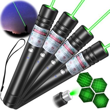 Imagem de [4 pacotes] Lanterna de luz verde LETEAPII de longo alcance, lanternas táticas recarregáveis por USB com tampa de estrela ajustável para telas de TV/LED/LCD, apresentações, astronomia, acampamento