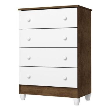 Imagem de Cômoda Gaveteiro Ariel modelo na cor Branco Acetinado Amadeirado - Carolina