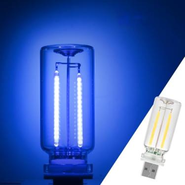 Imagem de 1 pacote com luzes LED para carro, luz USB para decoração de carro e quarto, iluminação ambiente regulável ao toque, mini garrafa de vidro para presentes de acampamento - azul