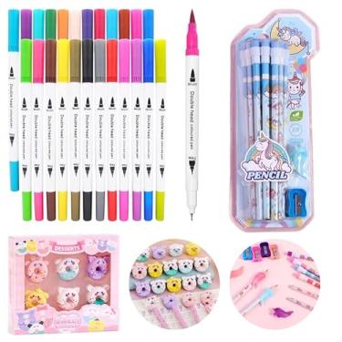 Imagem de Kit Canetas Para Colorir Mais Lapis E Borrachas