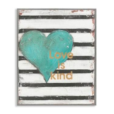 Imagem de Stupell Industries Love Is Kind on Stripes Gray Framed Giclee Art Design por Cassandra Cushman, 20 x 16
