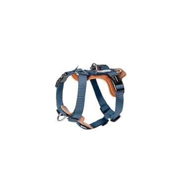 Imagem de Peitoral para cães de nylon vegano ajustável em forma de H (azul escuro, M)