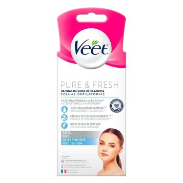 Imagem de Folhas para Depilação Veet Pure & Fresh Pele Delicadas 16 Unidades