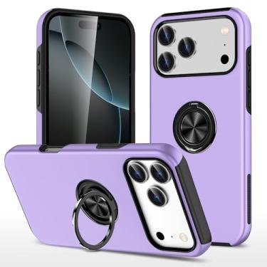 Imagem de Kainevy Capa de telefone para iPhone 17 Pro Max com suporte de anel de metal fina para suportes magnéticos para carro, capa resistente à prova de choque de silicone e PC para mulheres e homens