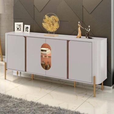 Imagem de Aparador Buffet 4 Portas em Mdp e Mdf Tambaú Off White/Cinamomo