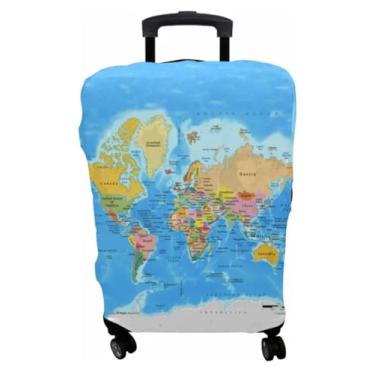 Imagem de Capa Protetora de Mala Viagem Mapa Mundi Oceano Atlântico Personalizada Elástica Premium (P-M-G) (P- 8 A 10 KG)