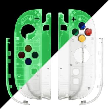Imagem de eXtremeRate Replacement Shell Buttons for Joycon 2, Housing Faceplate Case + Decorative Strips + ABXY Direction Keys + Tools for Nintendo Switch 2 Controller - Essence Version - Glow in Dark - Green