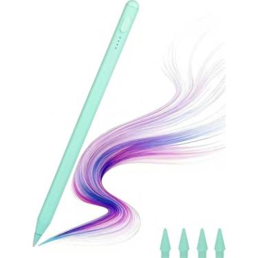 Imagem de Caneta Stylus para iPad, com sensibilidade à pressão de inclinação e função anti-falsificação multipontos. Carregamento rápido de 20 minutos para iPad/mini/Pro/Air 2018-2023 (verde)