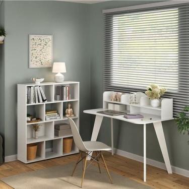 Imagem de Conjunto Escrivaninha Sofia e Estante Book com Diversos Nichos - Artel