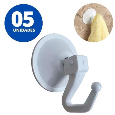 Imagem de Cabide De Pressão Com Ventosa Branco Utilimix Kit 05 Un