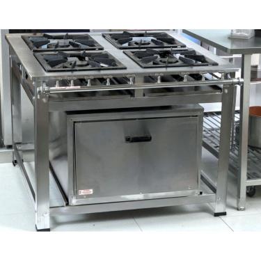 Imagem de Fogão Industrial 4 Bocas QD p8 em Aço Inox com Forno Leona