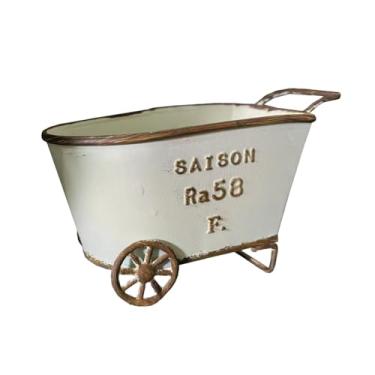 Imagem de Bothyi Pequeno vaso de flores de metal com em formato de carrinho, design retrô, plantador de mesa de ferro para pátio, jardim, paisagem, casa de