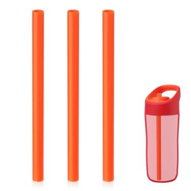 Imagem de 3 canudos de substituição para garrafa Gatorade de 350 ml, canudos de plástico reutilizáveis, canudos esportivos, acessórios compatíveis com garrafa de água de metal Rookie da Gatorade (laranja)