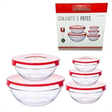 Imagem de 2X Jogo De Potes Marmita De Vidro 5 Pçs C/Tampa Jgpo-007 Cor