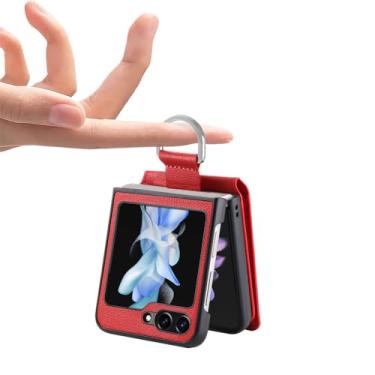 Imagem de Capa carteira protetora para Samsung Galaxy Z Flip 5 5G Flip4 Flip5 Flip3 Flip 4 3 Slot para cartão com suporte de anel Capa de couro, vermelha, para Samsung z flip 5