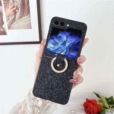 Imagem de Capa com suporte de anel brilhante e glitter para Samsung Galaxy Z Flip 5 4 3 Flip5 ZFlip 3 4 5 5G Capa para PC com gradiente de diamante, preta, para Samsung Z Flip 5