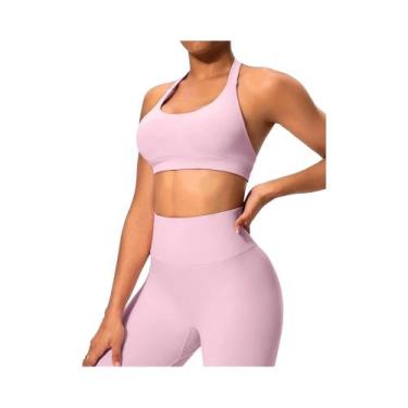 Imagem de Top De Ginástica Sem Costura Para Mulheres, Sutiã Esportivo Sem Costas