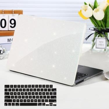 Imagem de Funut Capa para MacBook Pro de 13 polegadas 2024 2023 2022 2021-2016 versão M2 A2338 M1 A2251 A2289 A2159 A1989 A1706 com Touch Bar, capa rígida de couro brilhante e capa de teclado, glitter Bege