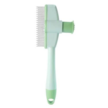 Imagem de Pente de pulgas para gatos, escova de queda de pelos para cães - com botão de liberação, escova ergonômica de remoção de pelos para filhotes de gatinho