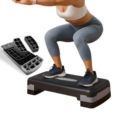 Imagem de Step Academia Step Aeróbico de Academia Ajustável 68 x 28 x 10-15 cm com 02 Regulagens de Altura – Antiderrapante, Material Resistente e Design Portátil Ideal Também para fortalecer os músculos Superiores do Corpo, como Braços, Costas, Ombros Peitoral e Perca de Peso.
