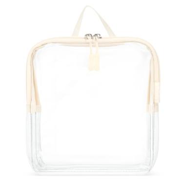 Imagem de BORSALI Bolsa de mão aprovada pela TSA para viagem de mão - 1 litro de produtos de higiene pessoal transparentes, cosméticos e bolsa de higiene pessoal 3-1-1 líquidos - creme com alça com alça