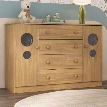Imagem de Cômoda Infantil 125cm 2 Portas Com Vidro E 4 Gavetas Pirulito Multimóv