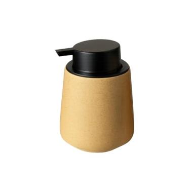 Imagem de SHIIANN Dispensador de sabão de cerâmica com bomba – Frasco de loção recarregável de 335 g para banheiro ou cozinha, design moderno de cerâmica fosca, bege com bomba preta
