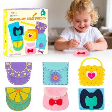 Imagem de IROLEHOME Kit De Costura Feltro Macio Com 6 Peças Para Crianças, Bolsas, Artesanato E Iniciantes, Costure Sua Própria Bolsa, Projetos, Presentes, Meninos Meninas, Coordenação Motora Fina, Brinquedos