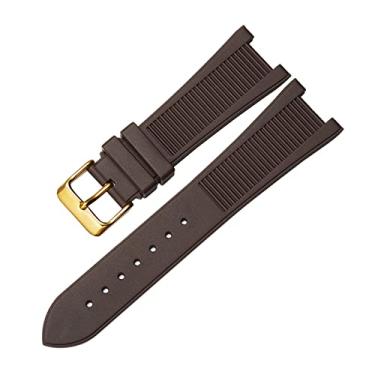 Imagem de TIOYW Para PP Patek Philippe Silicone Watch Belt 5711 5712g Nautilus Watch Strap Interface Especial 25mm*13mm Pulseira de Relógio (Cor: Castanho-Dourado, Tamanho: 25-13mm)