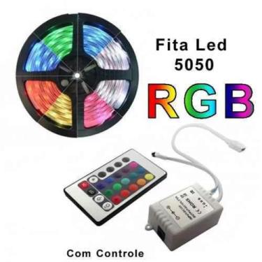 Imagem de Fita de LED RGB 5050 5 Metros Para Decoração com Fonte