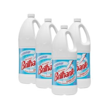 Imagem de Kit 4 Água Sanitária Brilhante Cloro Ativo Sem Perfume 2l