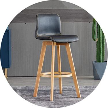 Imagem de Cadeira giratória de borracha com encosto estofado - Bancos altos para balcão de cozinha, sala de jantar e ilha - Banquetas de bar com apoio para os pés