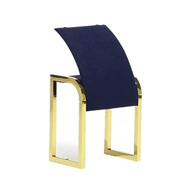 Imagem de Suporte de joias azul suporte de anel de joias expositor organizador de joias colar joias busto pingente brinco suporte de pulseira para mulheres meninas, exibição de joias com base dourada (cor: E)