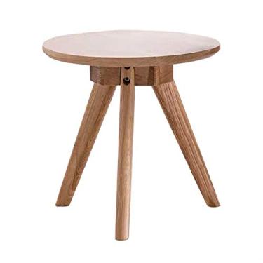 Imagem de Mesa de centro redonda mesa lateral de madeira cor de madeira moderna decoração de casa mesa de canto para sala de estar, quarto e mesas de centro de varanda (32 x 32 x 30 cm)