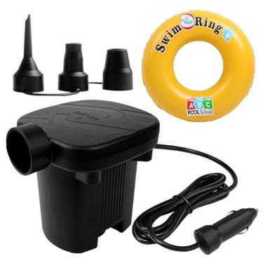 Imagem de Newpol Bomba de cama inflável (CC: plugue de alimentação de veículo de 12 V), bomba de ar elétrica com anel de natação gratuito para camas de colchão de ar, piscinas infláveis, anéis de natação