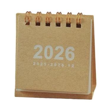 Imagem de Mini Calendário De Mesa 2026 Simples Criativo Com Espiral Pequena Deco