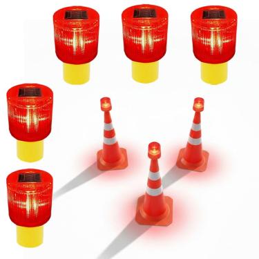 Imagem de Sinalizador Solar Kit 5 Obra Estrada Rodovia Cone Transito Avenida Acidente Fiscalizaçao Segurança