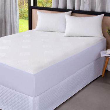 Imagem de Protetor Colchão Jacquard Impermeável Queen 3 Peças - Branco - 100% Po