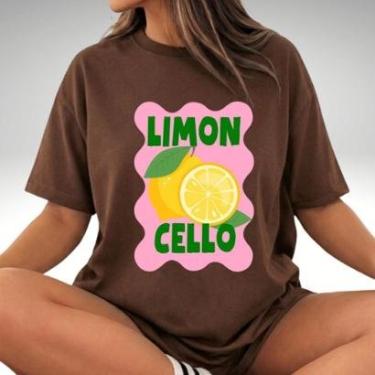 Imagem de Camiseta Oversized Casual Italia Capri Limão Tropical 100 Algodão Feminina-Feminino