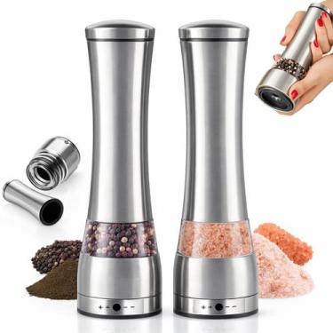 Imagem de Kit 2 Moedores De Sal Grosso E Pimenta Do Reino Em Aço Inox - Yab