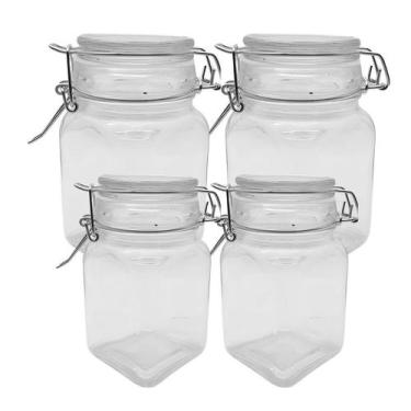 Imagem de Kit 4 Pote Hermético De Vidro Trava E Silicone De Vedação 250ml - INGA