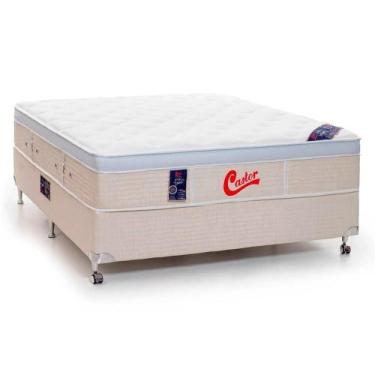 Imagem de Cama Box + Colchão Castor Casal Vitagel Euro One Face 138x188x59cm - C